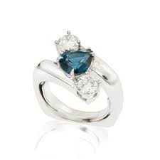 blue topaz lab grown diamond ring