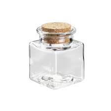 glass bottle square with cork lid 40ml