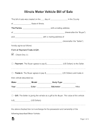 Free Illinois Bill Of Sale Forms Word Pdf Eforms