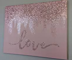 Rose Gold Glitter Painting Love