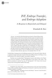 ivf embryo transfer and embryo adoption a response to repenshek document is being loaded