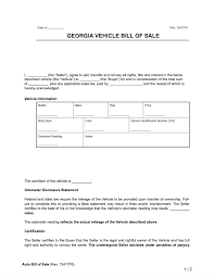 georgia motor vehicle bill of form