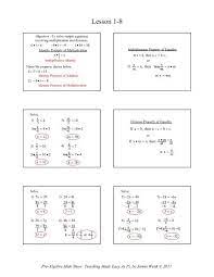 1 8 Solving Equations By Multiplying Or