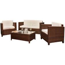 4 seat rattan garden furniture set in brown