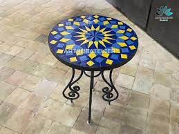 Mosaic Table Blue And Yellow Outdoor