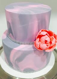 Light Pink And Grey Marble Fondant Wedding Cake