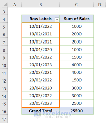 change date format in pivot table