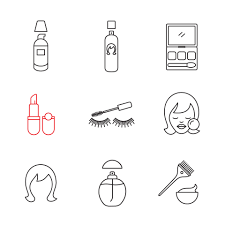cosmetics accessories linear icons set