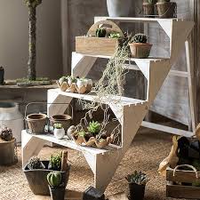 White Garden Plant Stand Ladder Shelf