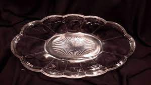 Clear Glass Oval Serving Bowl With A