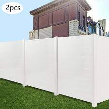 Yiyibyus 48 In White Pvc Vinyl Outdoor Freestanding Privacy Screen Panel Metal Garden Fence 2 Pack