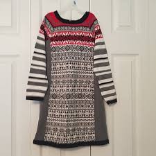 Hanna Andersson Fair Isle Knit Dress 120 6 7