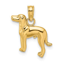 14k yellow gold greyhound dog charm