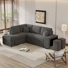 Sleeper Chenille Sectional Sofa Bed