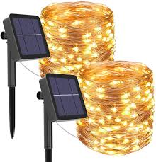 solar string lights outdoor 2pack