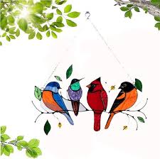Multicolor Birds On A Wire High Stained
