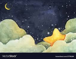 Watercolor Painting Night Sky Royalty