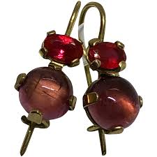 small gold drop earrings fuchsia cubic