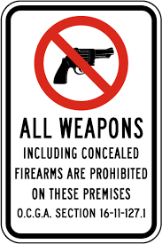 all weapons prohibited zone sign