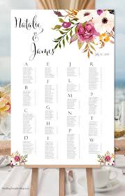 Wedding Seating Chart Poster Watercolor Floral 2 Print Ready