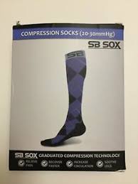 Details About Sb Sox Compression Socks 20 30mmhg For Men Women Blue Black Argyle Medium