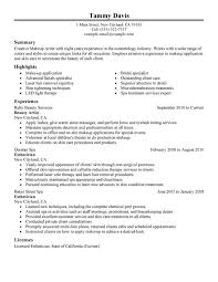 Beauty Artist Resume Resume Cover Letter Example Cosmetology Resume