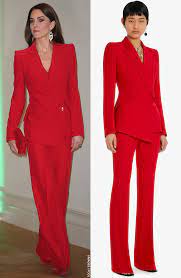 Red womens suit: BusinessHAB.com