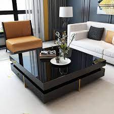 Black Modern Square Coffee Table With
