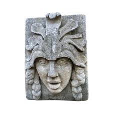 Hand Carved Stone Fountain Head Wall