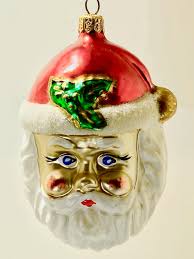 Vintage Glass Santa Ornaments Painted