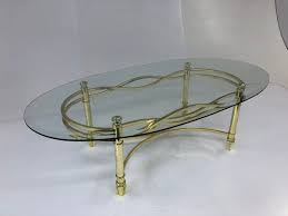 Vintage Gold Coffee Table Glass Brass