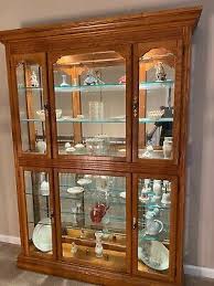 Oak Armoire Display Cabinet Used