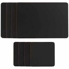 These placemats protect your table, while bringing elegance to the dining table. Wilko Cork Placemat And Coaster Set Black 8pk Wilko
