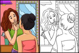 makeup coloring page vector images