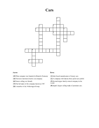 autos cars and vehicles crossword puzzle