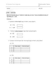 Format kertas matematik tambahan spm via unitmatsmkrmm.blogspot.com. Soalan Kssr Tahun 2 Matematik