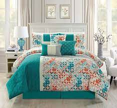 7 Piece Quilted Bedding Turquoise Blue