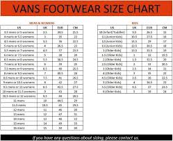 Vans Shoe Size To Inches