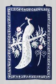 Buy Silver Hand Embroidered Peacock