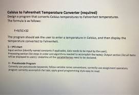 Solved Celsius To Fahrenheit