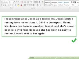 How To Write A Letter Showing Proof Of Residence For A Tenant With