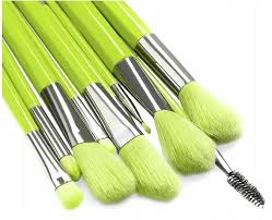 neon green makeup brush set