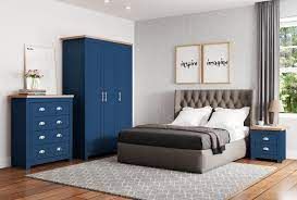 Rest with ease knowing that value city's bedroom furniture provides the best style at an affordable price. Winchester Navy Blue And Oak Wooden Bedroom Collection Collections Bedroom Furniture