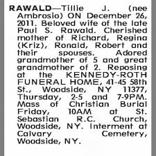obituary for tillie j rawald