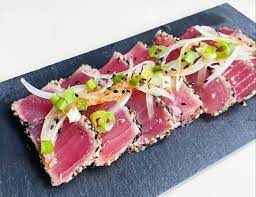 seared sesame crusted ahi tuna with a