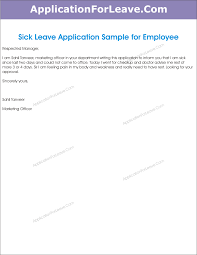 Sick Leave Application Letter Format For Office