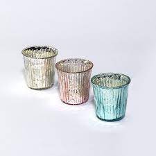Ribbed Glass Candle Holders Pastel