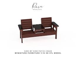 Double Chair Bench With Table 3d Model