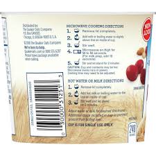 This feature requires flash player to be installed in your browser. Quaker Pepsico Quaker Instant Quaker Oatmeal Express Cup Cranberry Almond 2 18z 12 56199