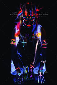 native american with neon makeup